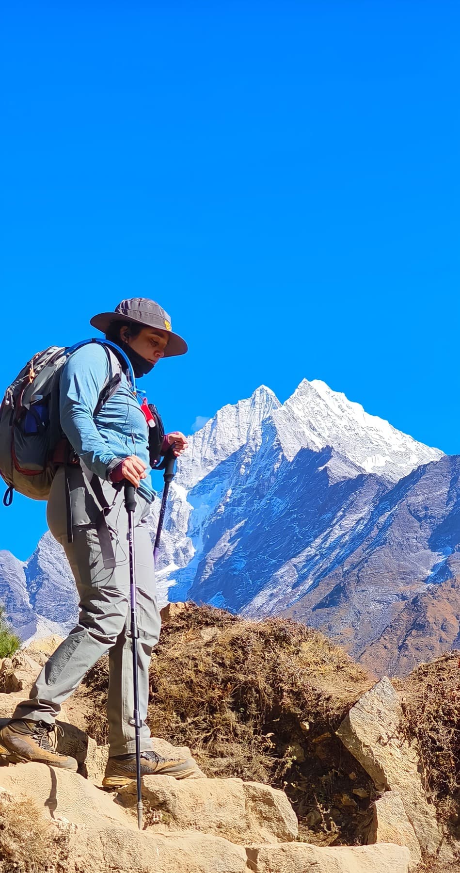 On the trail below Thamserku